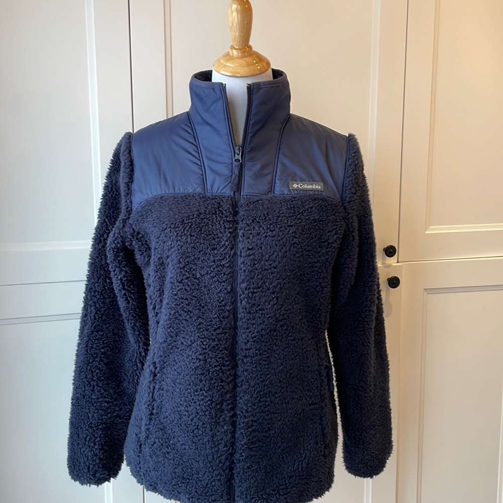 COLUMBIA, Sherpa Fleece , Navy, Size Small